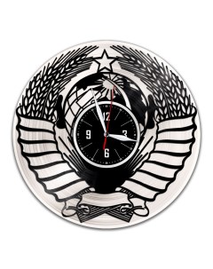 Часы из виниловой пластинки c VinylLab герб ссср с серебряной подложкой (c) vinyllab