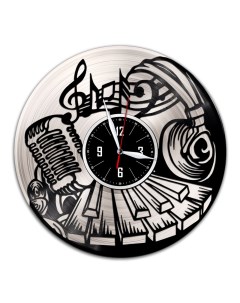Часы из виниловой пластинки c VinylLab Музыка с серебряной подложкой (c) vinyllab