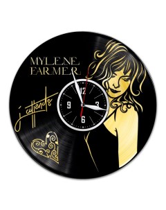 Часы из виниловой пластинки c VinylLab Mylene Farmer с золотой подложкой (c) vinyllab