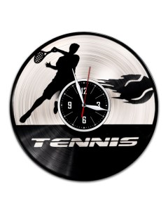 Часы из виниловой пластинки c VinylLab Теннис с серебряной подложкой (c) vinyllab