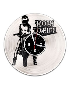 Часы из виниловой пластинки c VinylLab Born to Ride с серебряной подложкой (c) vinyllab