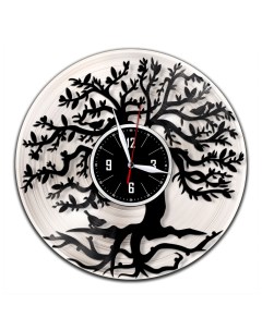 Часы из виниловой пластинки c VinylLab Дерево с серебряной подложкой (c) vinyllab