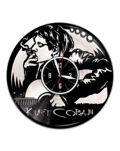 Часы из виниловой пластинки c VinylLab Nirvana с серебряной подложкой (c) vinyllab