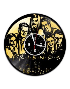 Часы из виниловой пластинки c VinylLab Друзья с золотой подложкой (c) vinyllab