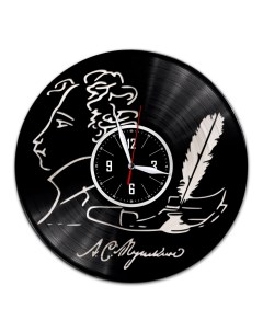 Часы из виниловой пластинки c VinylLab А С Пушкин с серебряной подложкой (c) vinyllab