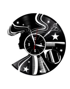Часы из виниловой пластинки c VinylLab Парикмахерская (c) vinyllab
