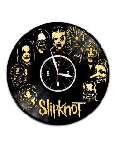 Часы из виниловой пластинки c VinylLab Slipknot с золотой подложкой (c) vinyllab