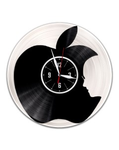 Часы из виниловой пластинки c VinylLab Стив Джобс с серебряной подложкой (c) vinyllab