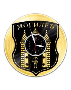 Часы из виниловой пластинки c VinylLab Могилев с золотой подложкой (c) vinyllab