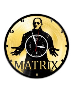 Часы из виниловой пластинки c VinylLab Морфеус Матрица с золотой подложкой (c) vinyllab