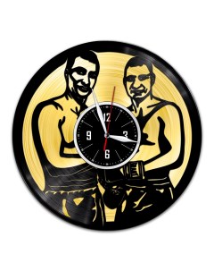 Часы из виниловой пластинки c VinylLab Братья Кличко с золотой подложкой (c) vinyllab