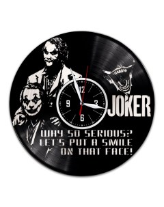 Часы из виниловой пластинки c VinylLab Джокер с серебряной подложкой (c) vinyllab