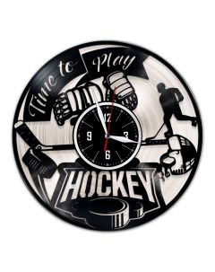 Часы из виниловой пластинки c VinylLab Хоккей с серебряной подложкой (c) vinyllab