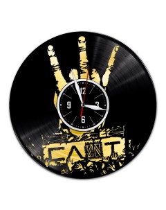 Часы из виниловой пластинки c VinylLab Слот с золотой подложкой (c) vinyllab