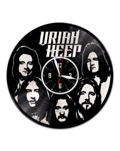 Часы из виниловой пластинки c VinylLab Uriah Heep с серебряной подложкой (c) vinyllab