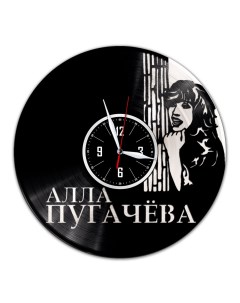 Часы из виниловой пластинки c VinylLab Алла Пугачева с серебряной подложкой (c) vinyllab