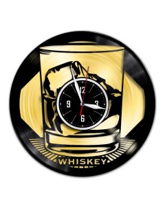 Часы из виниловой пластинки c VinylLab Виски с золотой подложкой (c) vinyllab