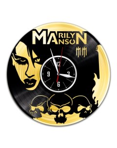 Часы из виниловой пластинки c VinylLab Marilyn Manson с золотой подложкой (c) vinyllab