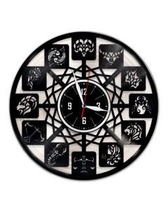 Часы из виниловой пластинки c VinylLab Знаки зодиака с серебряной подложкой (c) vinyllab