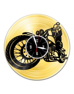 Часы из виниловой пластинки c VinylLab Байкер с золотой подложкой (c) vinyllab