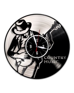 Часы из виниловой пластинки c VinylLab Кантри музыка с серебряной подложкой (c) vinyllab