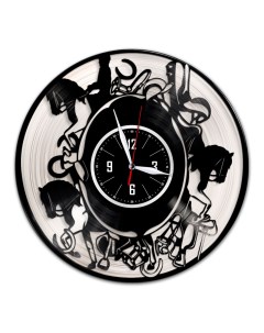 Часы из виниловой пластинки c VinylLab Конный спорт с серебряной подложкой (c) vinyllab
