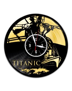 Часы из виниловой пластинки c VinylLab Титаник с золотой подложкой (c) vinyllab