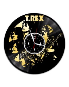 Часы из виниловой пластинки c VinylLab T Rex с золотой подложкой (c) vinyllab