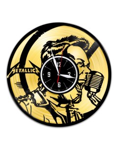 Часы из виниловой пластинки c VinylLab Metallica с золотой подложкой (c) vinyllab