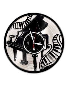 Часы из виниловой пластинки c VinylLab Рояль с серебряной подложкой (c) vinyllab