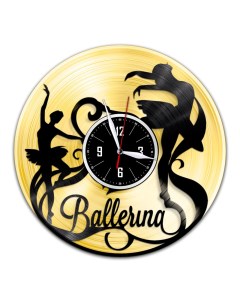 Часы из виниловой пластинки c VinylLab Балерина с золотой подложкой (c) vinyllab