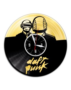 Часы из виниловой пластинки c VinylLab Daft Punk с золотой подложкой (c) vinyllab