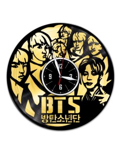 Часы из виниловой пластинки c VinylLab BTS с золотой подложкой (c) vinyllab