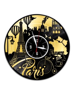 Часы из виниловой пластинки c VinylLab Париж с золотой подложкой (c) vinyllab