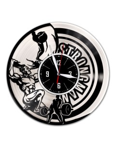 Часы из виниловой пластинки c VinylLab Стронгмен с серебряной подложкой (c) vinyllab