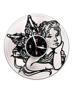 Часы из виниловой пластинки c VinylLab Ангел с серебряной подложкой (c) vinyllab