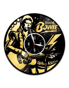 Часы из виниловой пластинки c VinylLab David Bowie с золотой подложкой (c) vinyllab