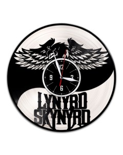 Часы из виниловой пластинки c VinylLab Lynyrd Skynyrd с серебряной подложкой (c) vinyllab