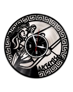 Часы из виниловой пластинки c VinylLab Артемида с серебряной подложкой (c) vinyllab
