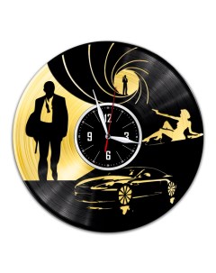 Часы из виниловой пластинки c VinylLab Агент 007 с золотой подложкой (c) vinyllab