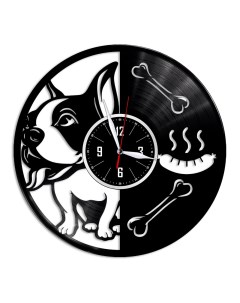 Часы из виниловой пластинки c VinylLab Бульдог 4 (c) vinyllab