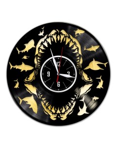 Часы из виниловой пластинки c VinylLab Челюсти с золотой подложкой (c) vinyllab
