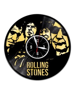 Часы из виниловой пластинки c VinylLab Rolling Stones с золотой подложкой (c) vinyllab