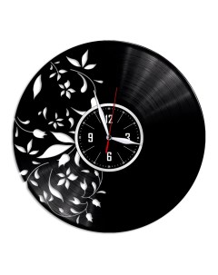 Часы из виниловой пластинки c VinylLab Цветы (c) vinyllab