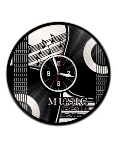 Часы из виниловой пластинки c VinylLab Гитара с серебряной подложкой (c) vinyllab
