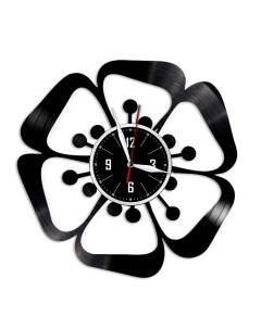 Часы из виниловой пластинки c VinylLab Цветок (c) vinyllab