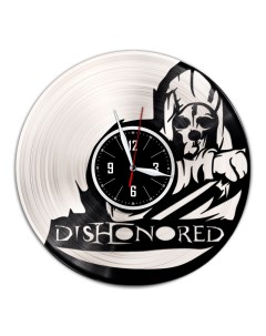 Часы из виниловой пластинки c VinylLab Dishonored с серебряной подложкой (c) vinyllab