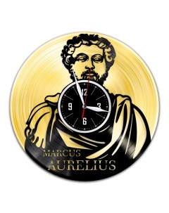 Часы из виниловой пластинки c VinylLab Марк Аврелий с золотой подложкой (c) vinyllab
