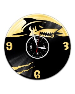 Часы из виниловой пластинки c VinylLab Акула 2 с золотой подложкой (c) vinyllab