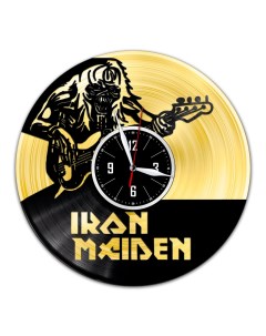 Часы из виниловой пластинки c VinylLab Iron Maiden с золотой подложкой (c) vinyllab